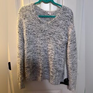 SO size small fuzzy grey v-neck sweater. Lightly used